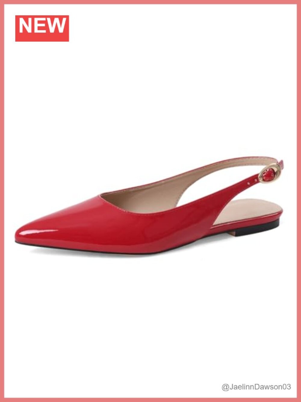 Womens Pointed Toe Slingback Ballet Flats Slip Resistant Cushioned Low Heel